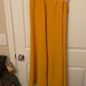 Elastic waist trousers mustard